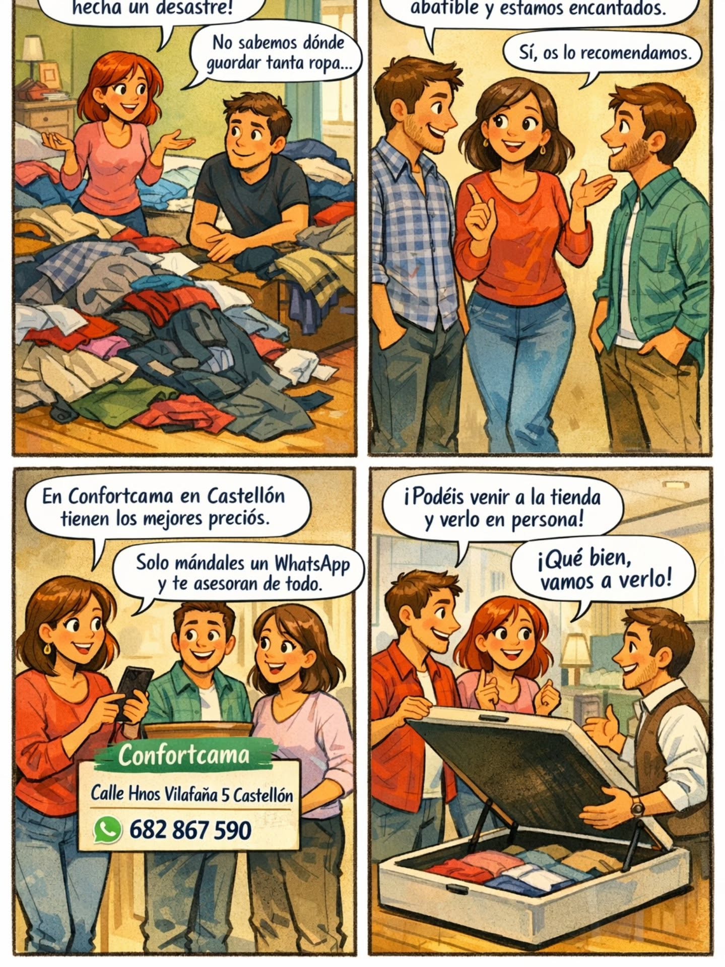 Desorden de ropa y consejo de amigos