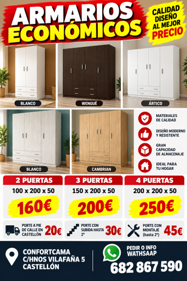 ARMARIOS ECONÓMICOS CALIDAD, DISEÑO AL MEJOR PRECIO ARMARIOS ECONÓMICOS
CALIDAD, DISEÑO AL MEJOR PRECIO